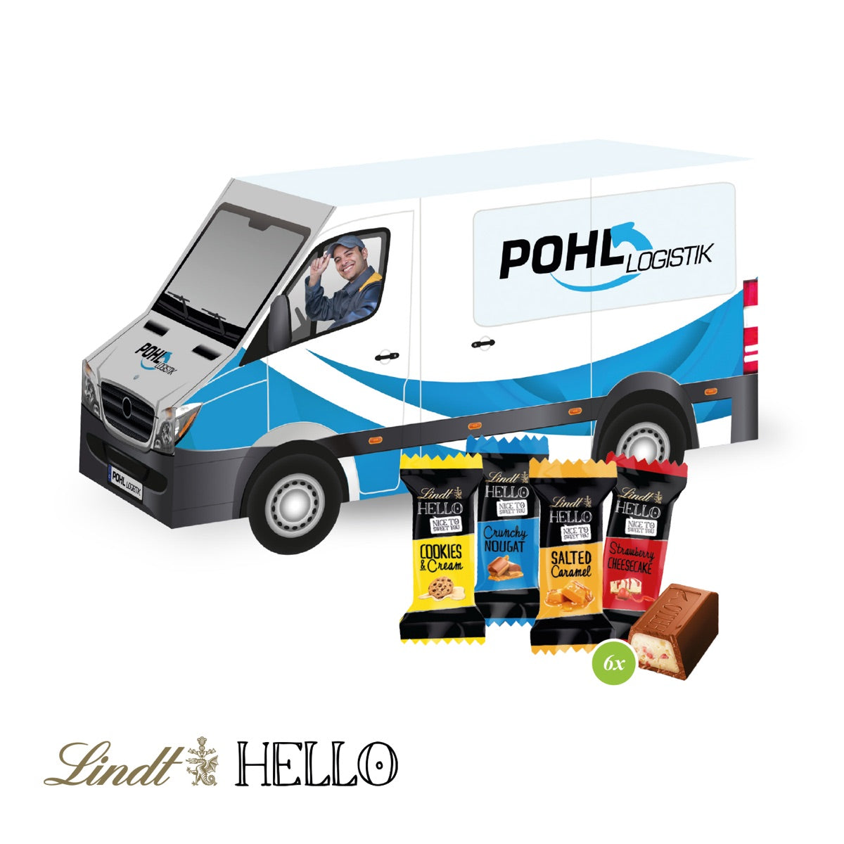 3D Präsent Transporter mit Lindt HELLO Mini