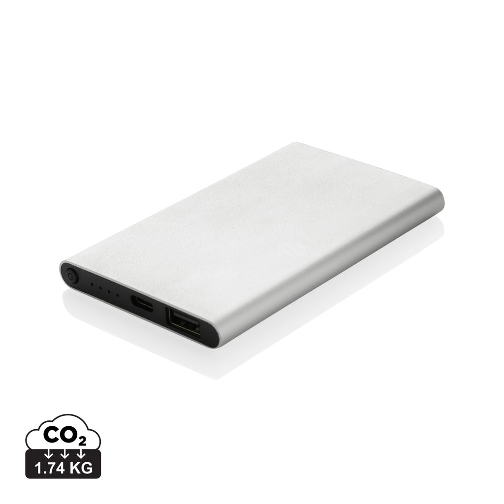 4.000mAh Type-C Powerbank aus RCS recyeltem ABS & Aluminium – silber