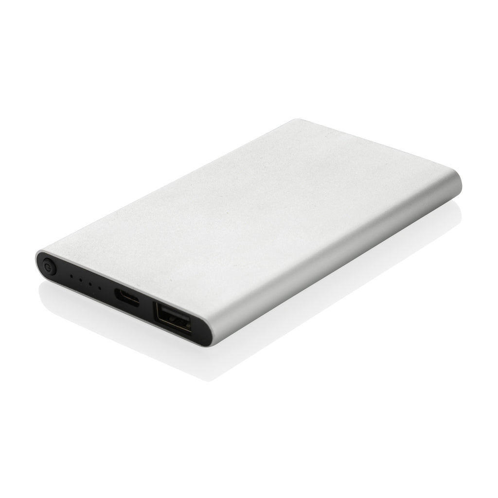 4.000mAh Type-C Powerbank aus RCS recyeltem ABS & Aluminium – silber
