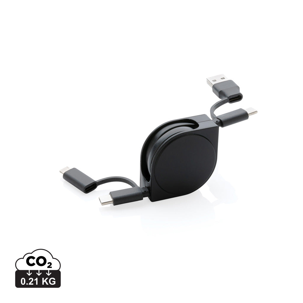 4-in-1 Kabel aus TPE und RCS Standard recyceltem Kunststoff – schwarz