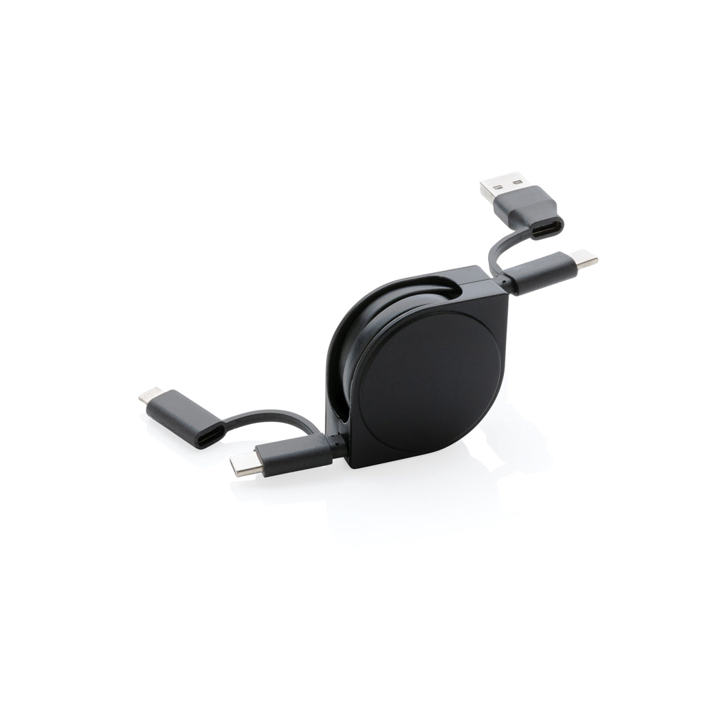 4-in-1 Kabel aus TPE und RCS Standard recyceltem Kunststoff – schwarz