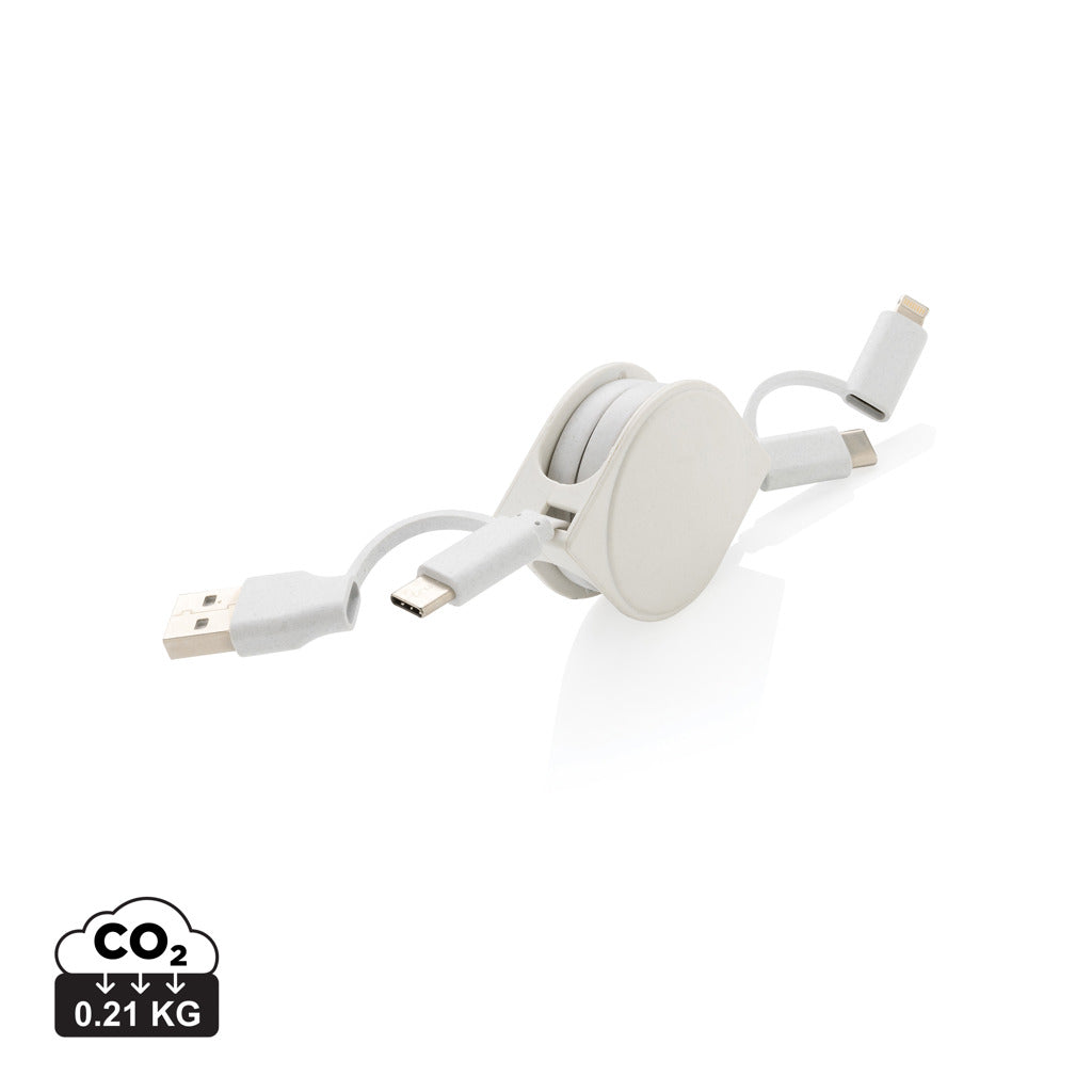 4-in-1 Kabel aus TPE und RCS Standard recyceltem Kunststoff – weiß