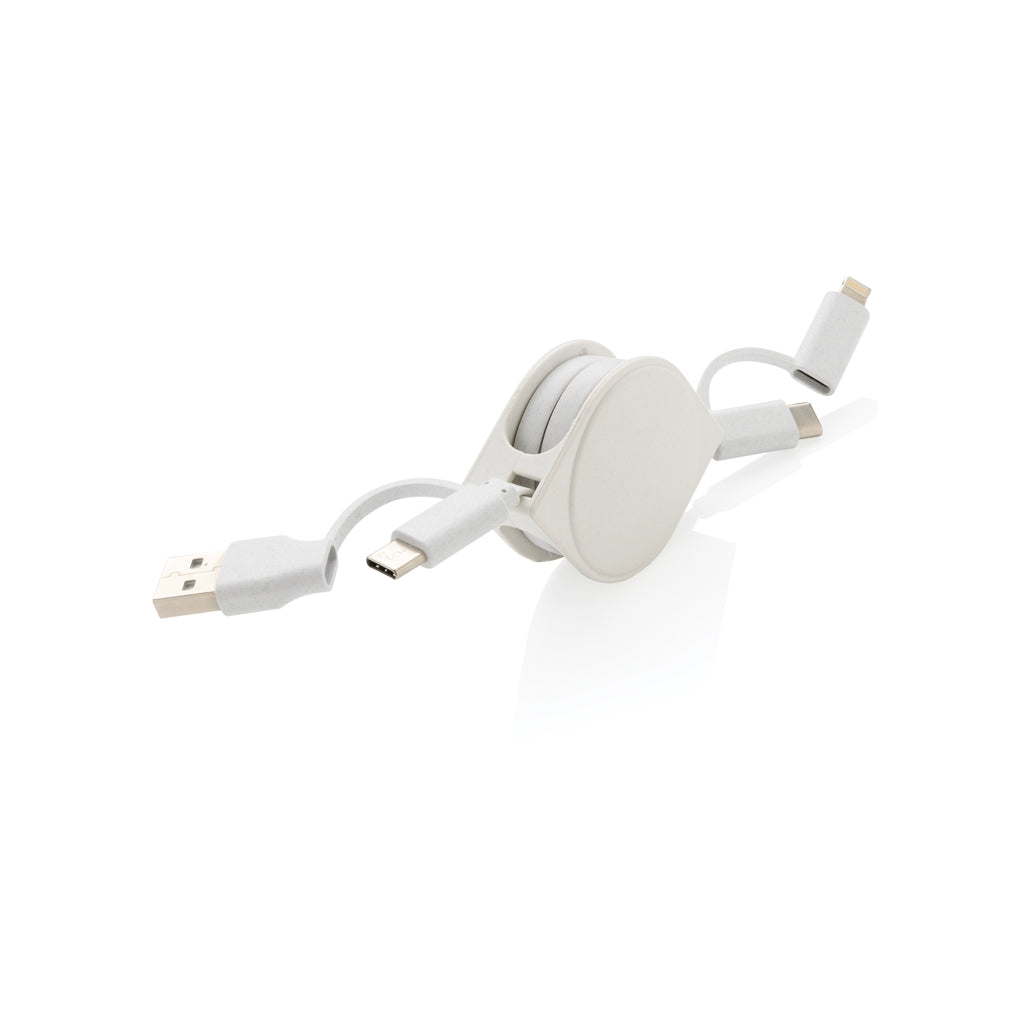 4-in-1 Kabel aus TPE und RCS Standard recyceltem Kunststoff – weiß