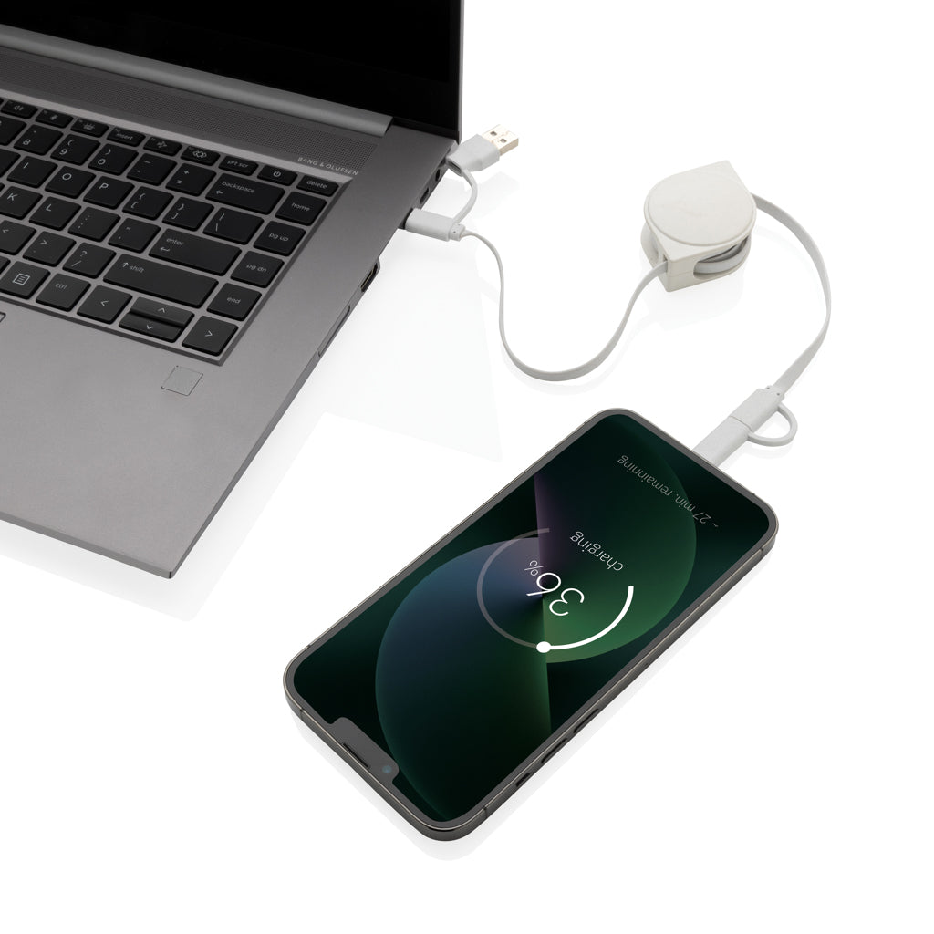 4-in-1 Kabel aus TPE und RCS Standard recyceltem Kunststoff – weiß