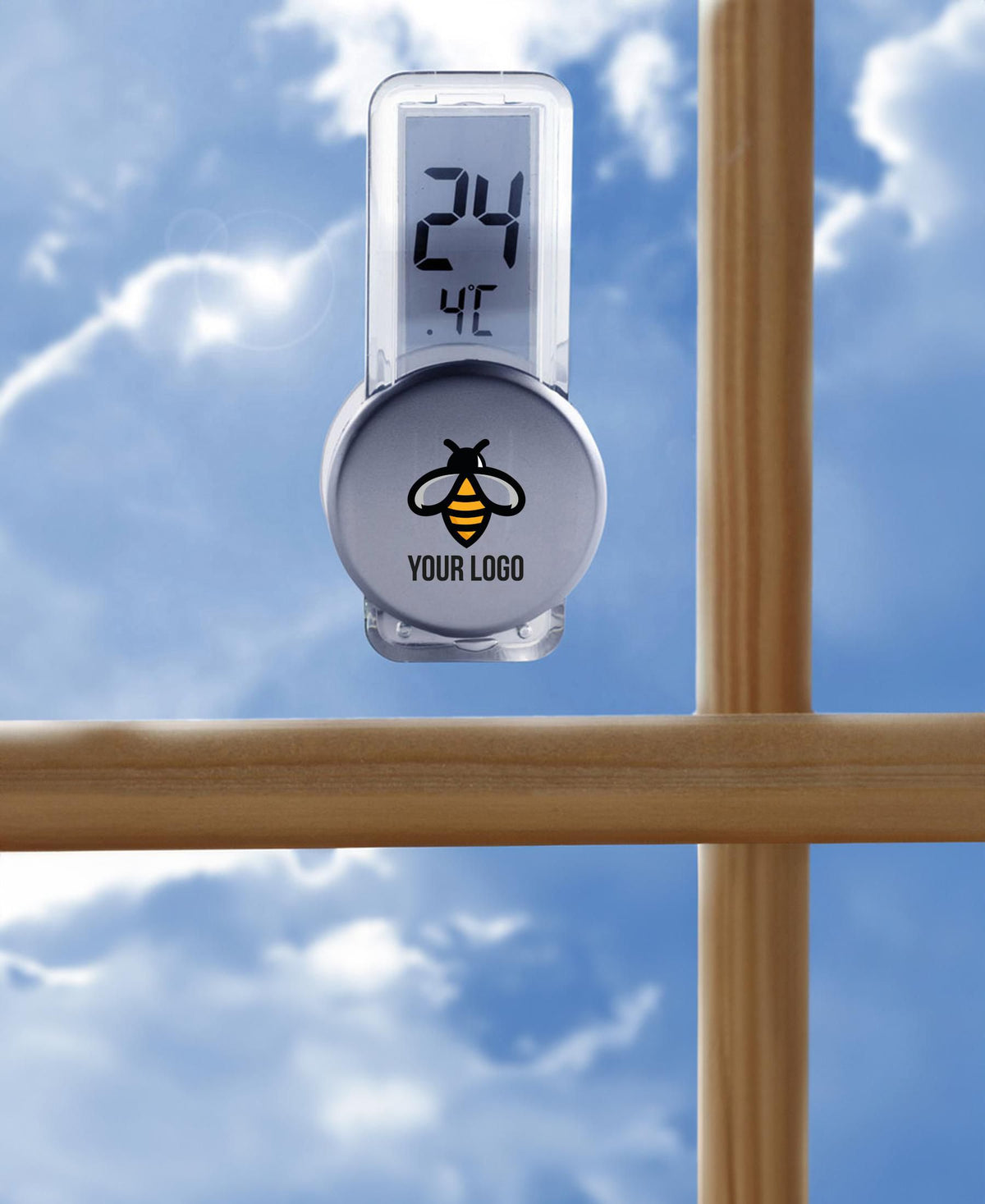 Thermometer Roxanne, Kunststoff, Saugnapf, Silber