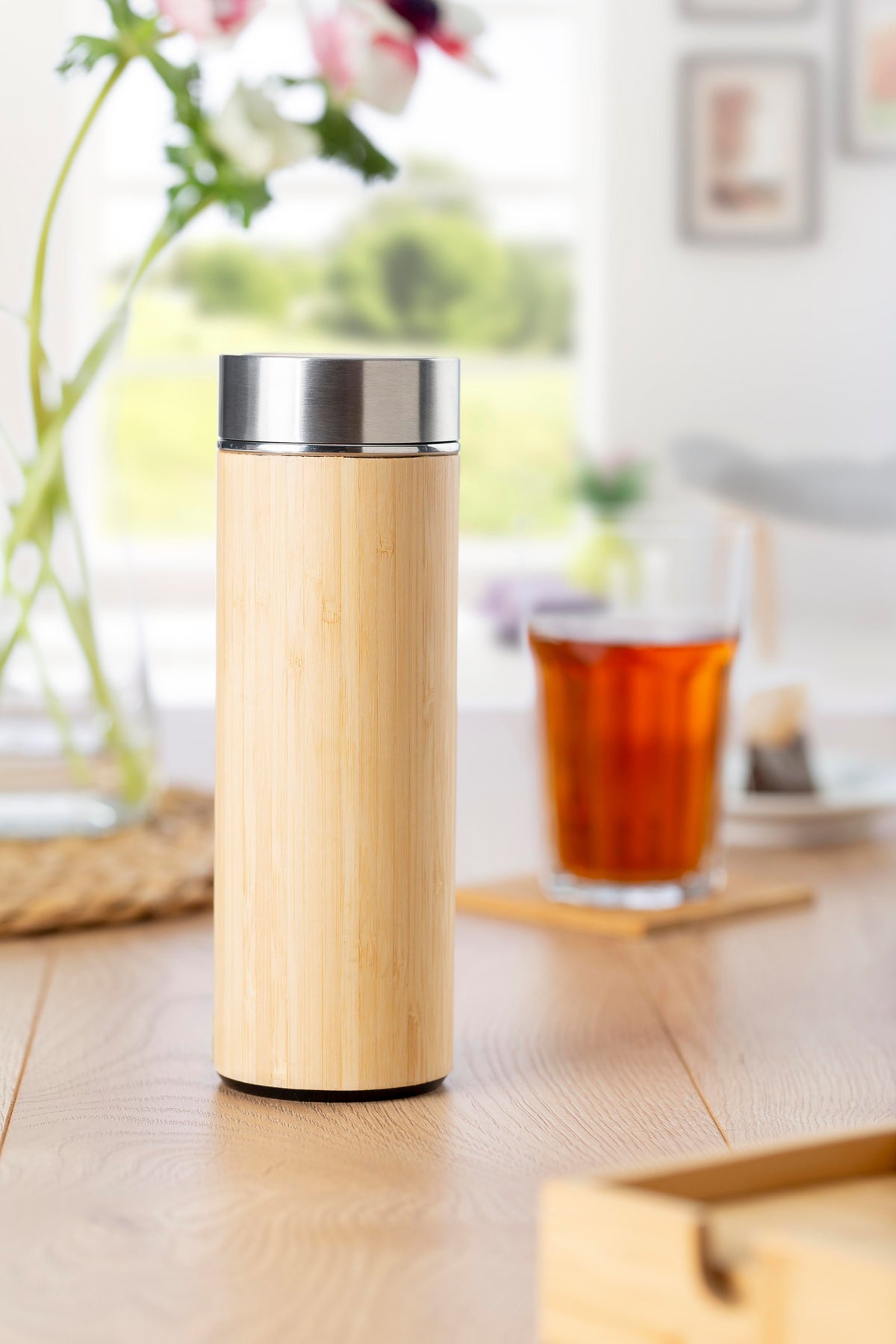 Trinkflasche Yara, Edelstahl und Bambus, 420 ml, Tee Ei