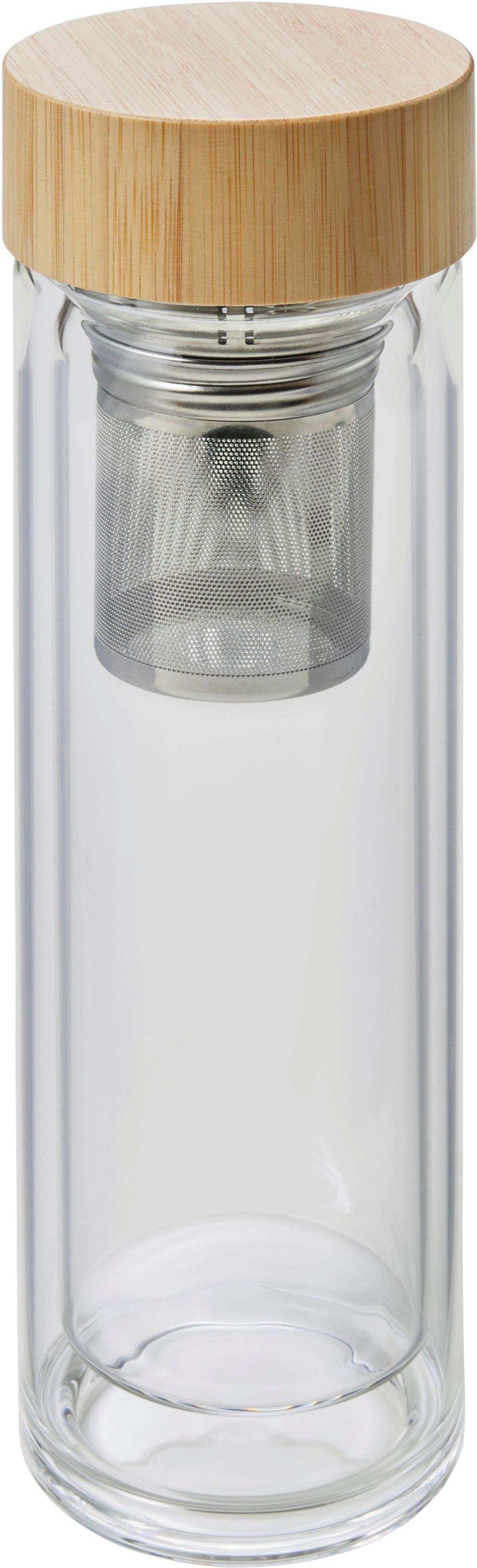 Trinkflasche Vicente, Glas, Bambusdeckel, 420 ml