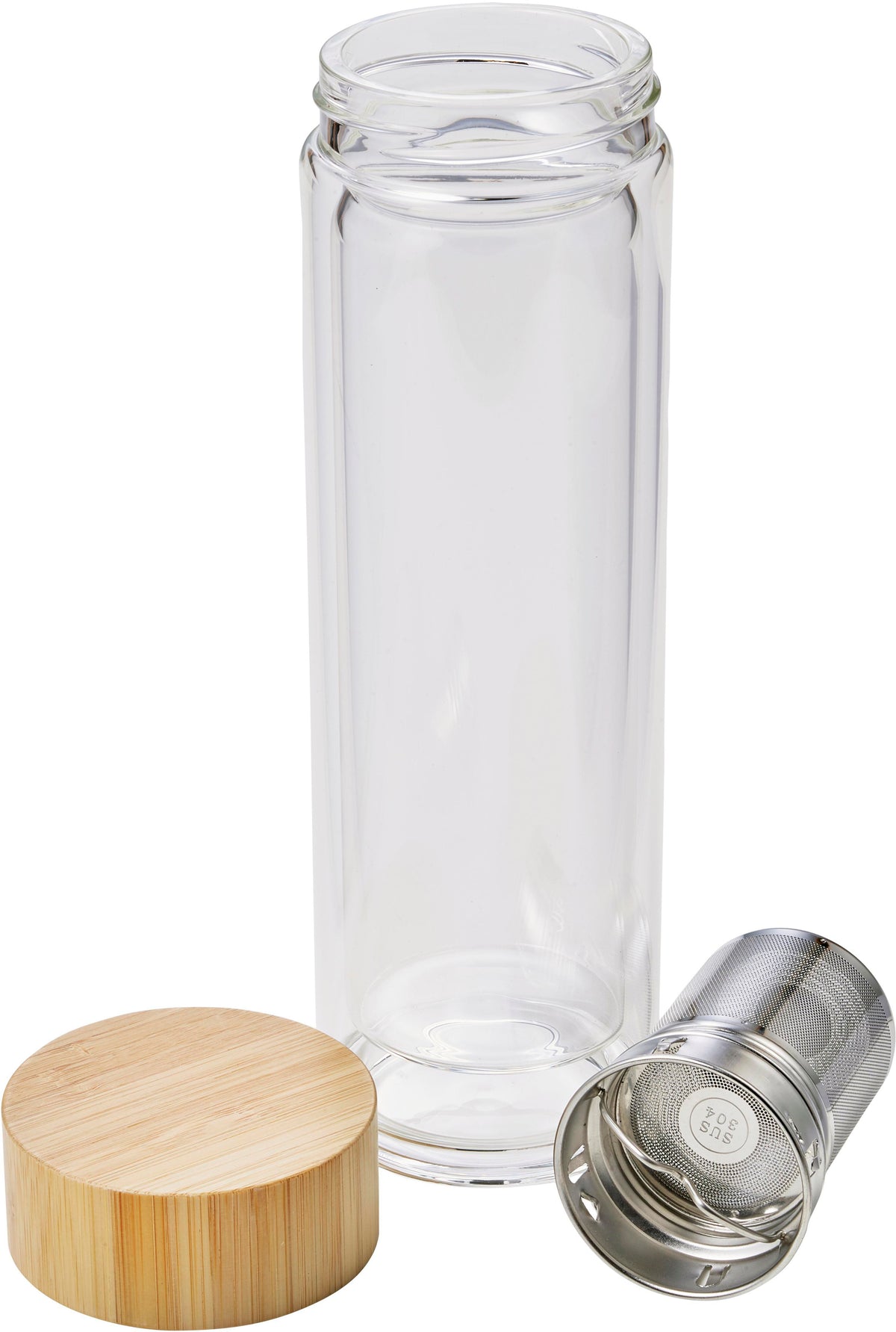 Trinkflasche Vicente, Glas, Bambusdeckel, 420 ml