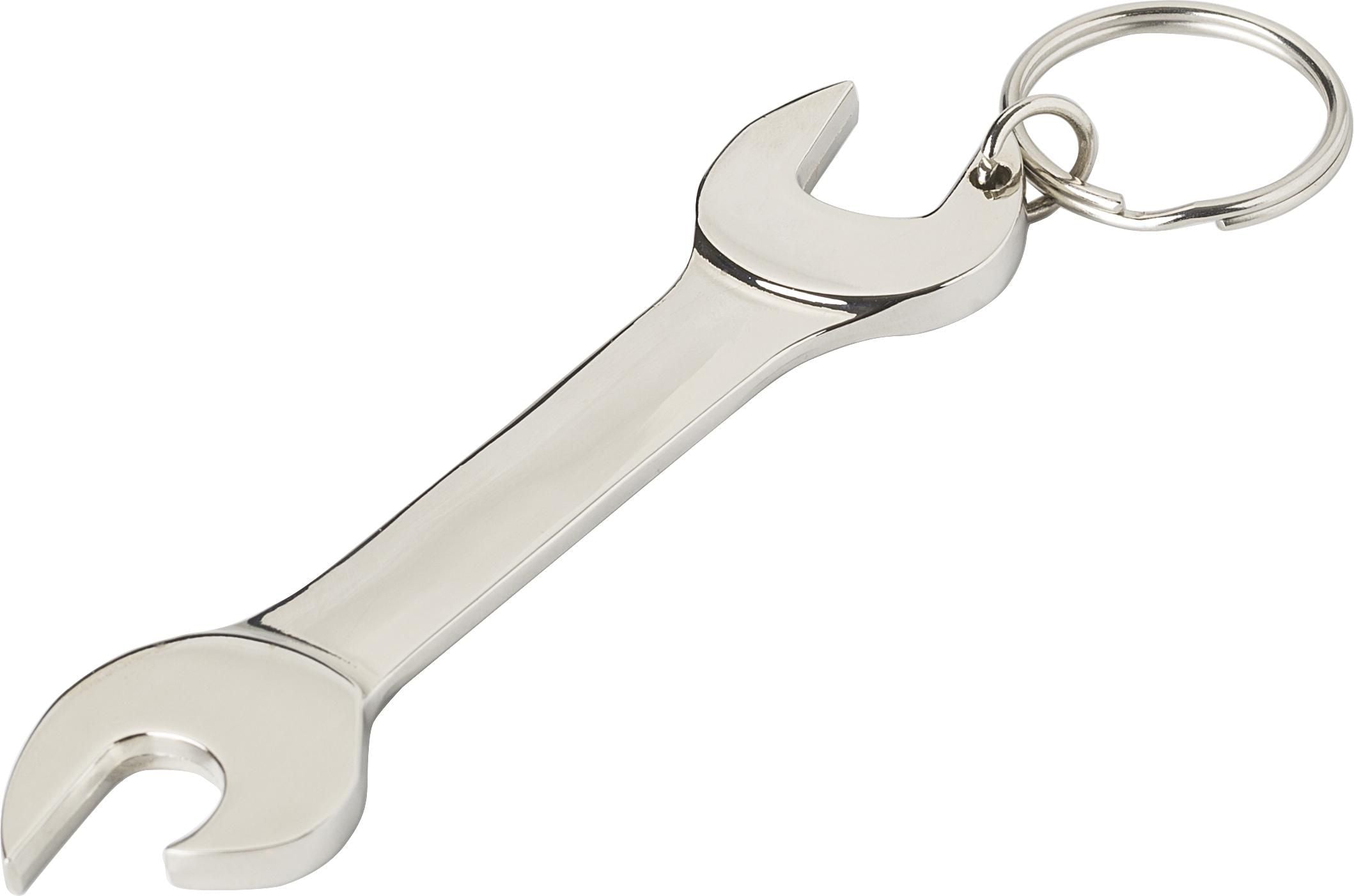 Schlüsselanhänger Gideon, Metall, Schraubenschlüsselform, Flaschenöffner
