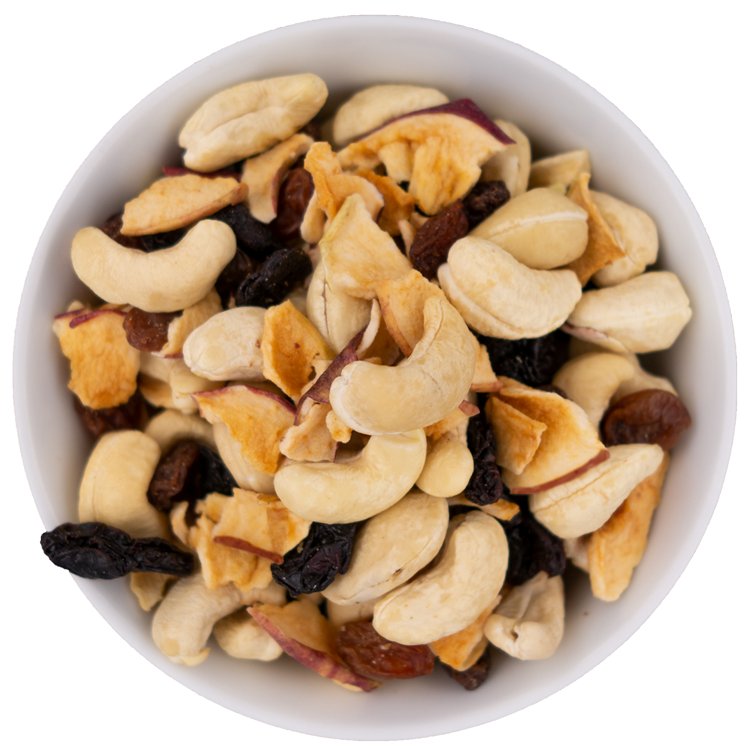 Apfel-Kirsche-Mix mit Nüssen in drei Größen bedruckbar.