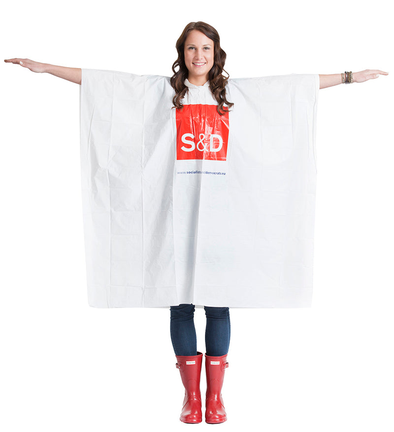 Regenponcho in Standardfarbe mit einfarbigem Logo vorne