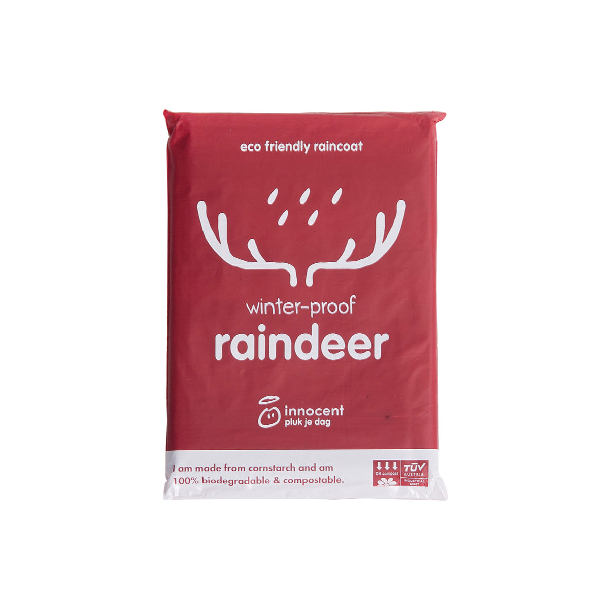 Regenponcho aus Maisstärke in verschiedenen Farben und komplett einfärbbar mit eurem Firmenlogo oder Wunsch-Design. Verpackung mit Design.