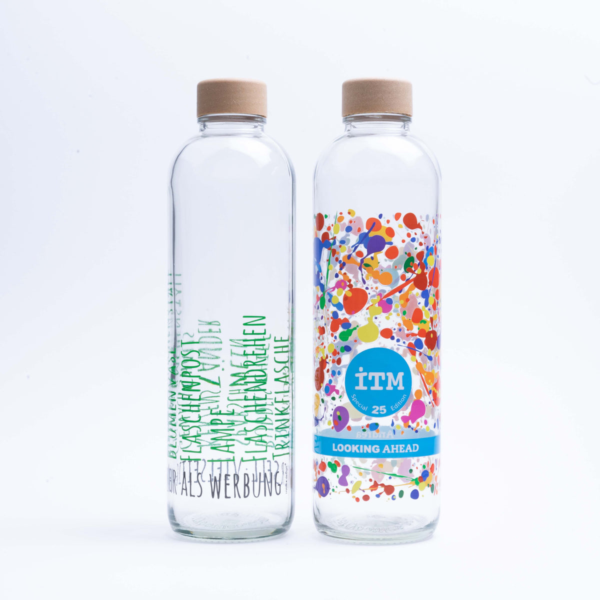 Glasflasche 1L mit Logo