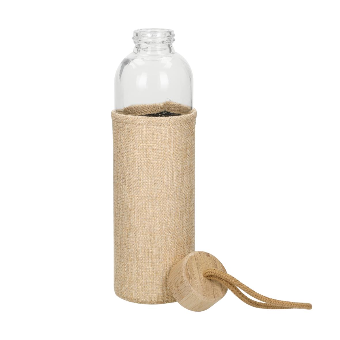 Offene 0,7L Glasflasche mit Hülle