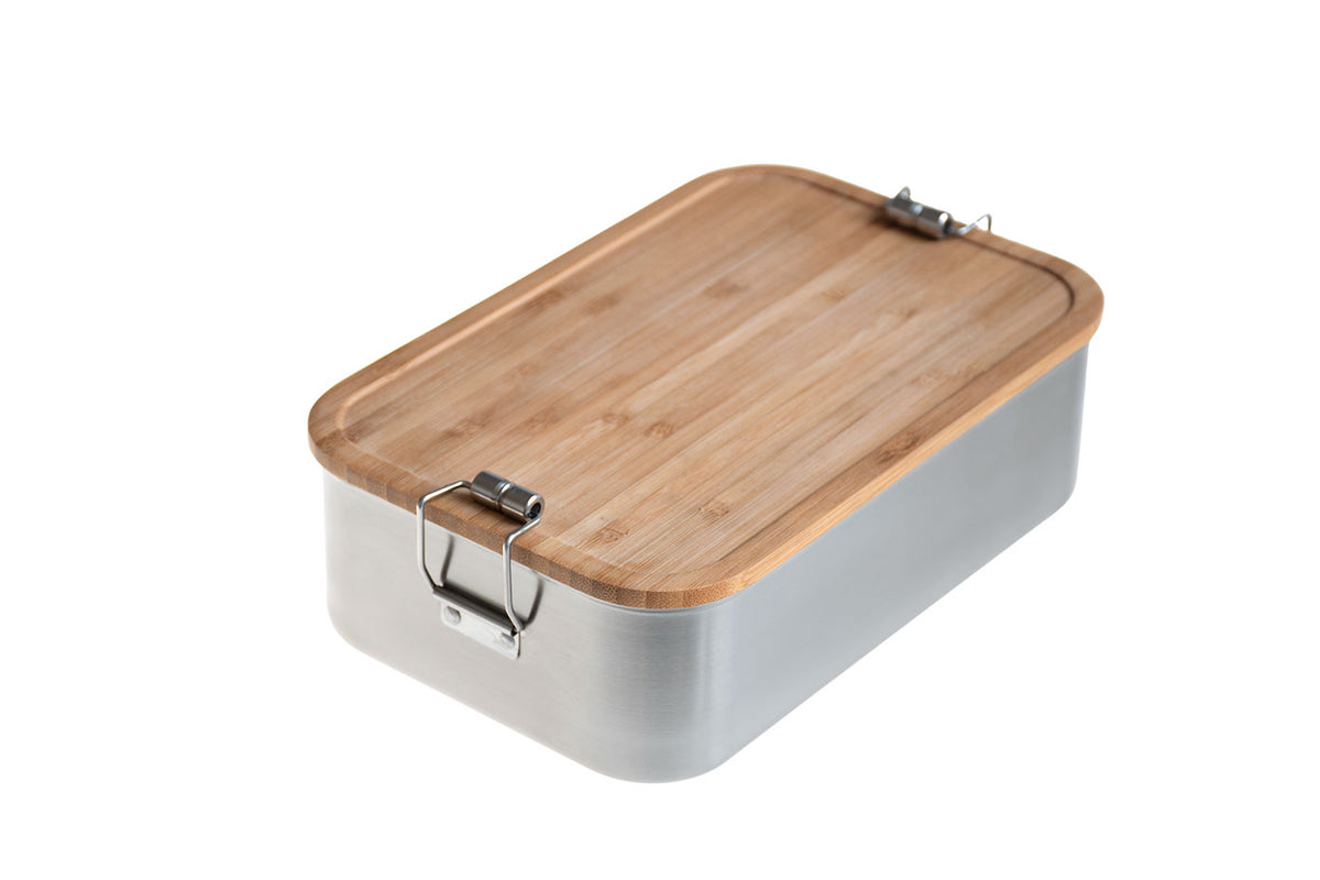 Maxi Edelstahl Lunchbox Safe mit Bambusdeckel