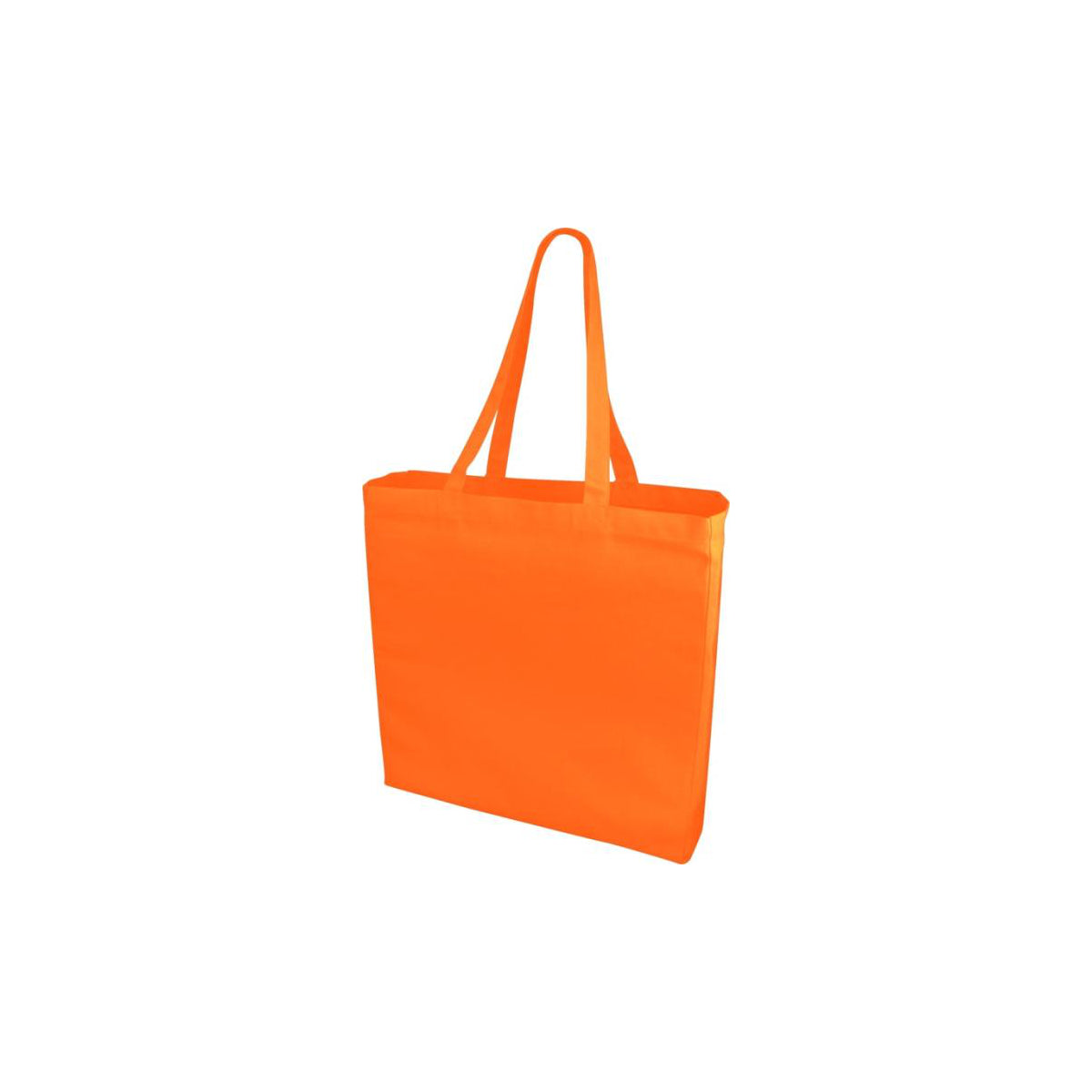 Baumwolltasche Odess in der Farbe Orange mit einem 4 farbigen Logo auf der Vorderseite mit zwei langen Henkeln