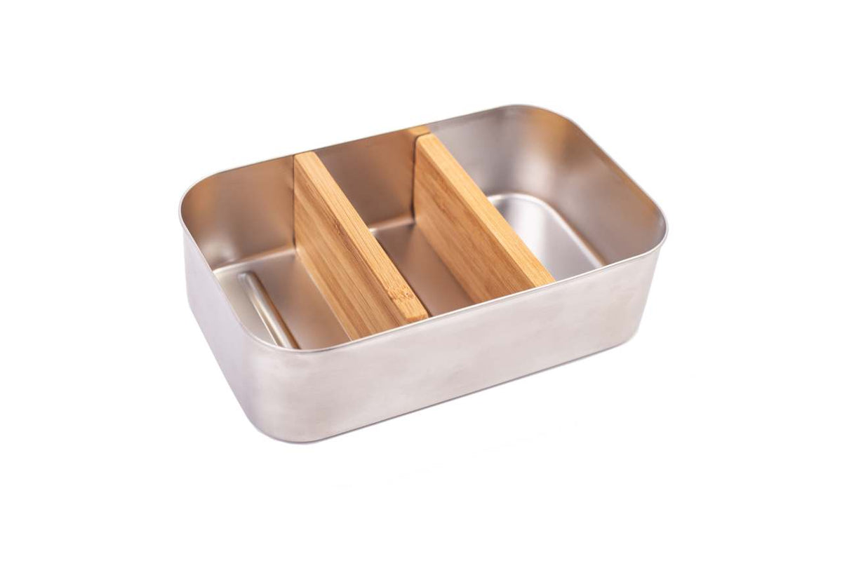 Edelstahl Lunchbox mit Klickverschluss von innen mit den Trennwänden