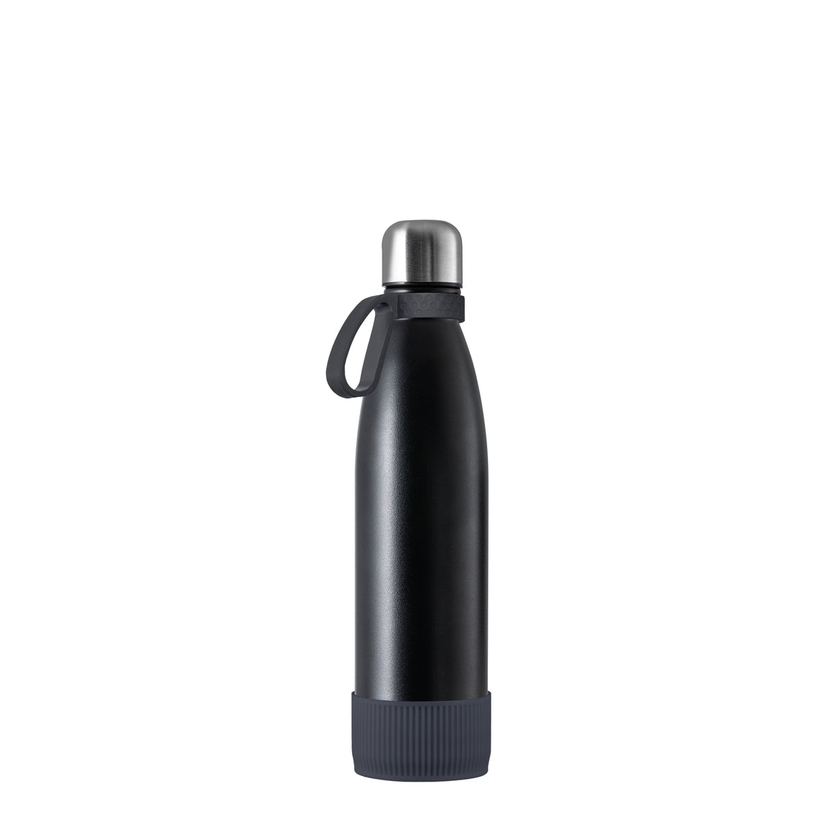 Flasche: schwarz, Ring: dunkelgrau, Hülle: dunkelgrau