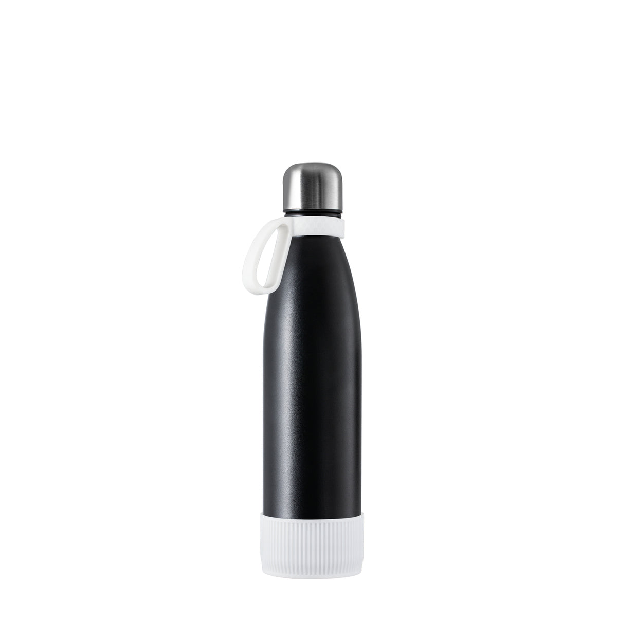 Flasche: schwarz, Ring: weiß, Hülle: weiß