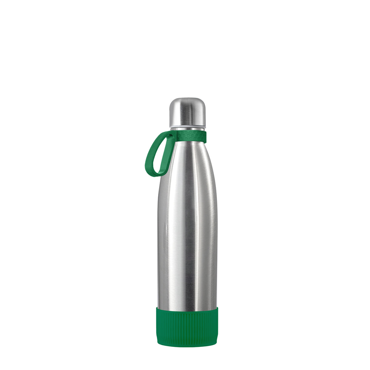 Flasche: silber, Ring: grün, Hülle: grün