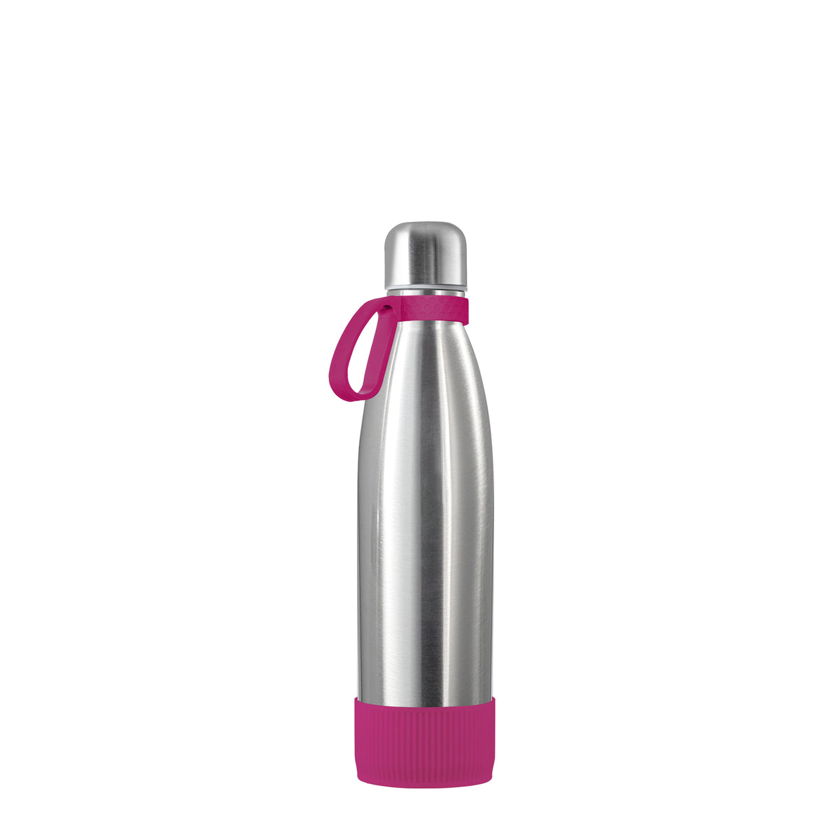 Flasche: silber, Ring: magenta, Hülle: magenta