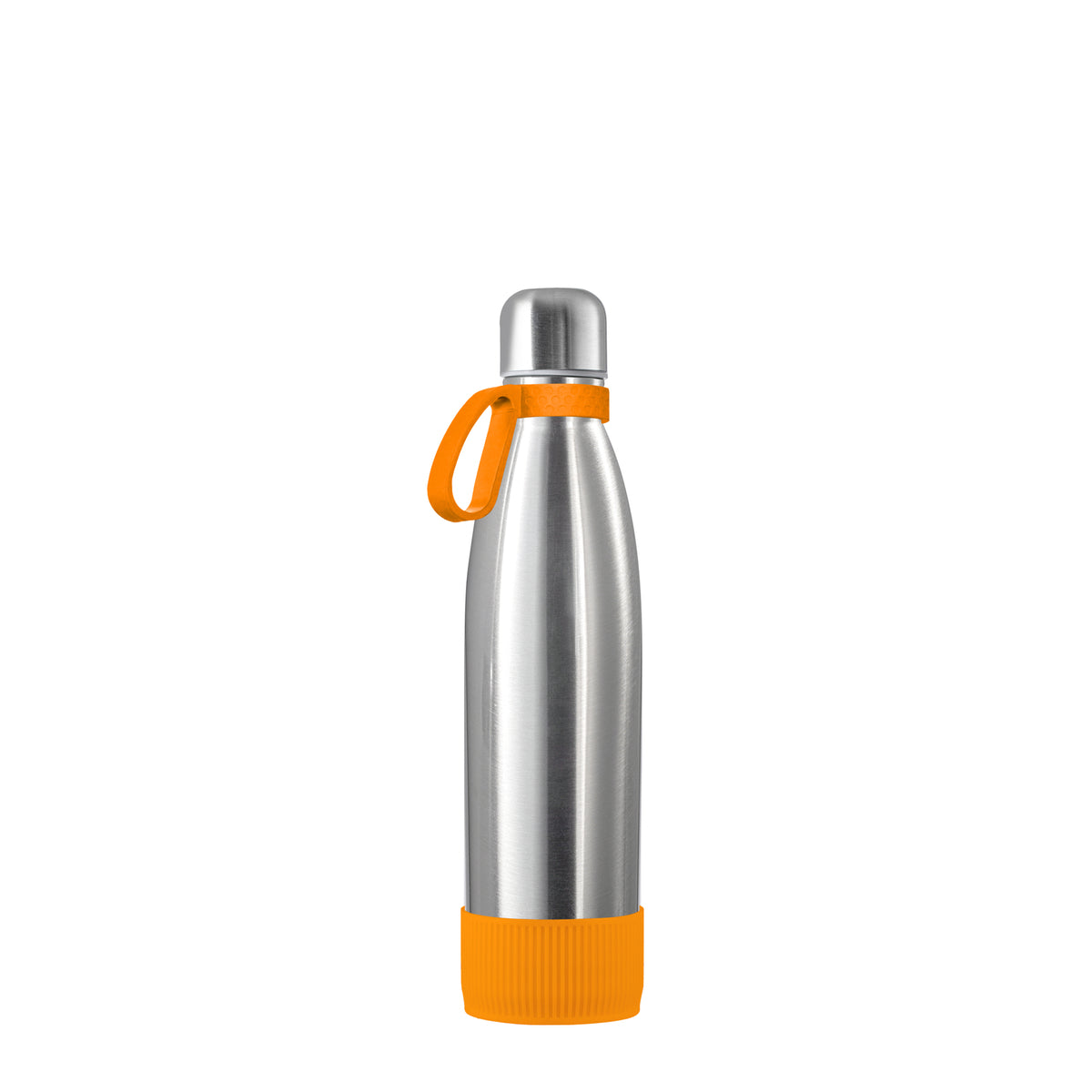 Flasche: silber, Ring: orange, Hülle: orange