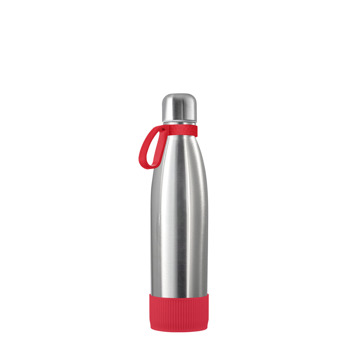 Flasche: silber, Ring: rot, Hülle: rot