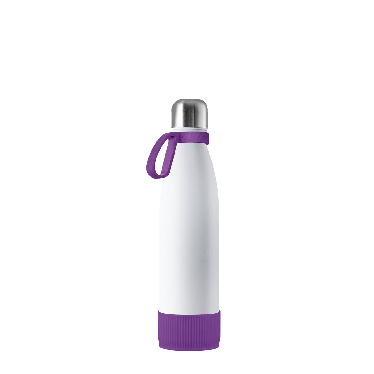 Flasche: weiß, Ring: lila, Hülle: lila