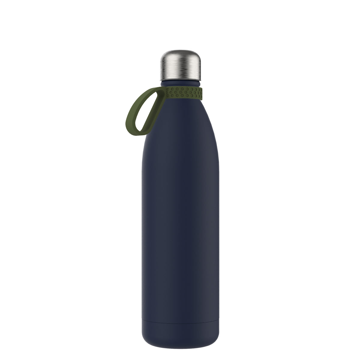 Flasche: blau, Ring: olivgrün