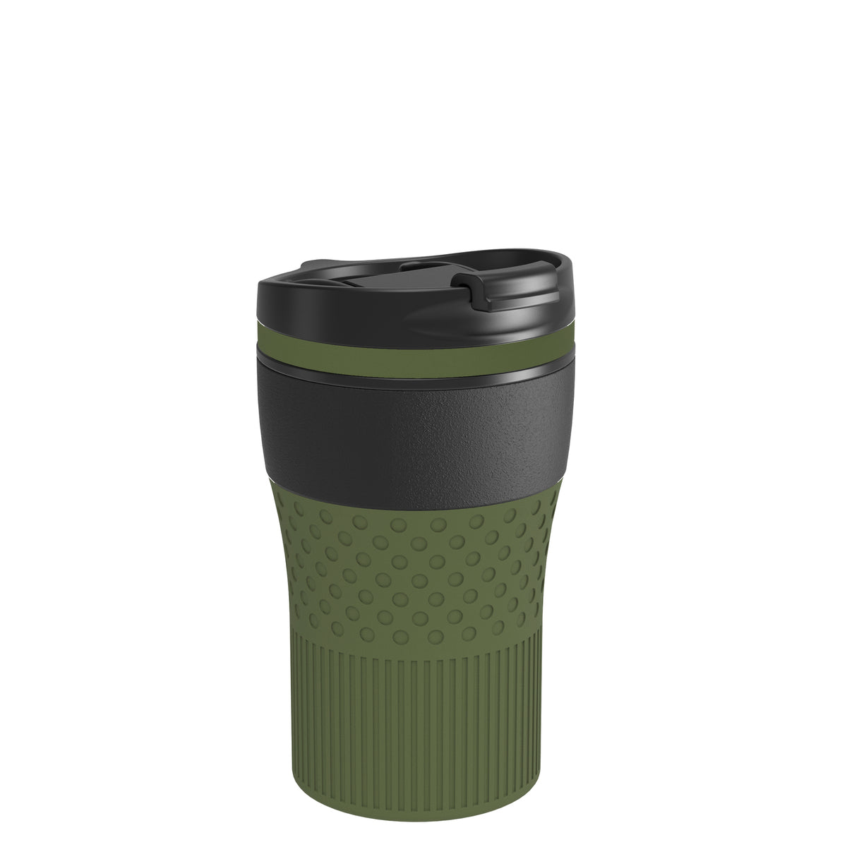 Becher: schwarz, Ring: olivgrün, Hülle: olivgrün