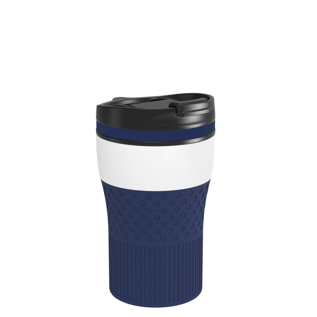 Becher: weiß, Ring: dunkelblau, Hülle: dunkelblau
