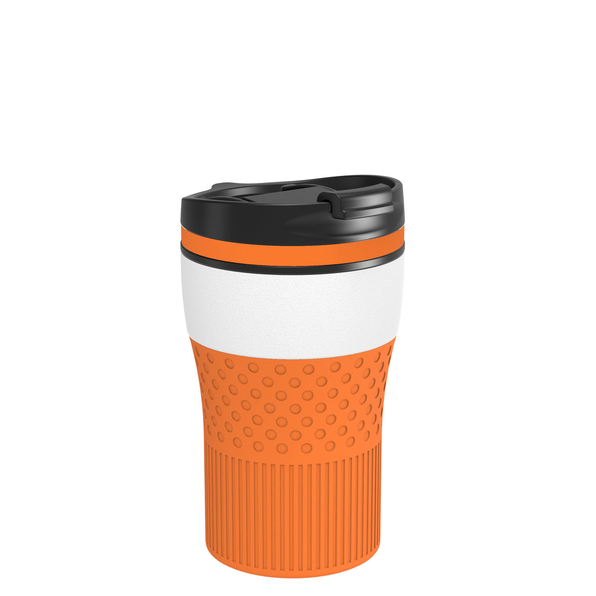 Becher: weiß, Ring: orange, Hülle: orange