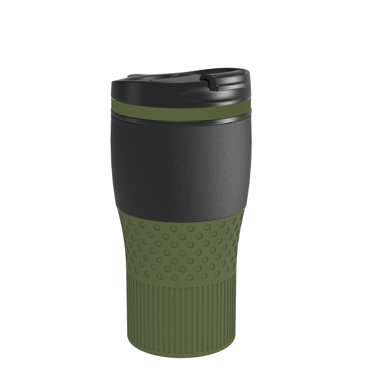 Becher: schwarz, Ring: olivgrün, Hülle: olivgrün