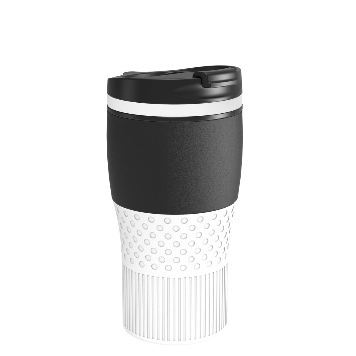 Becher: schwarz, Ring: weiß, Hülle: weiß