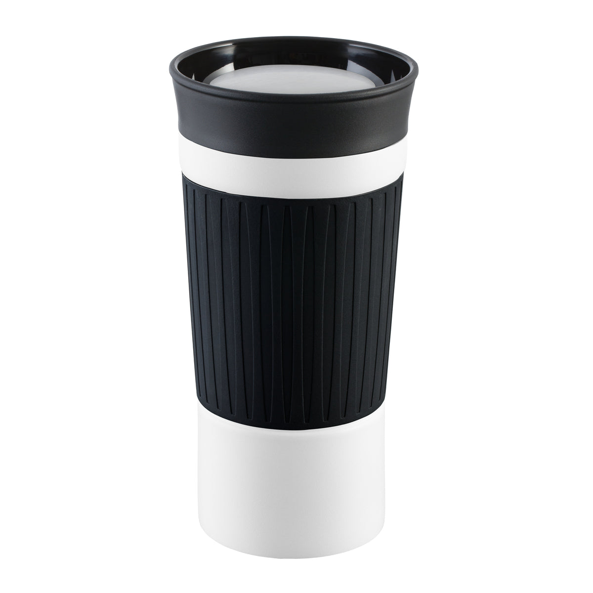 Becher: weiß, Hülle: schwarz