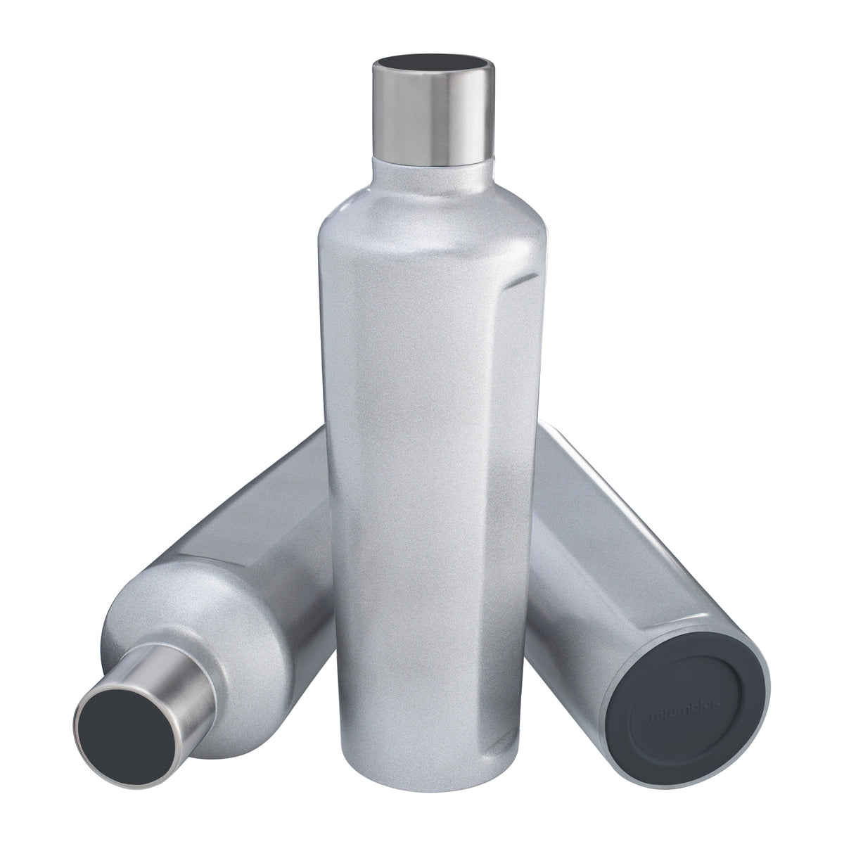 Flasche: silber, Deckel: dunkelgrau, Boden: dunkelgrau