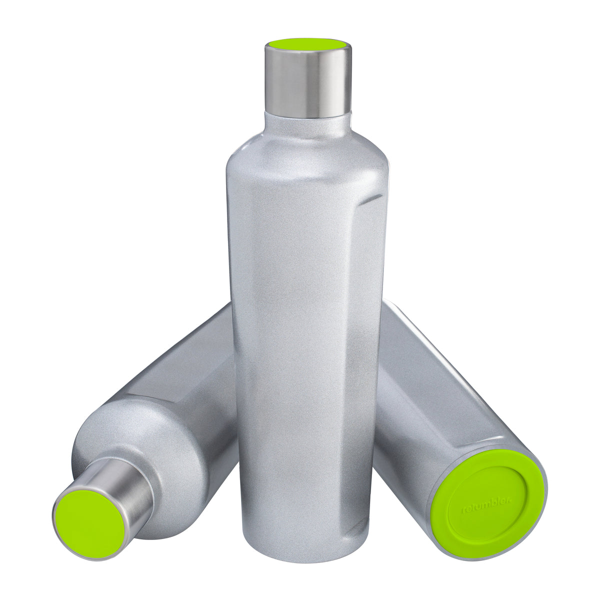 Flasche: silber, Deckel: hellgrün, Boden: hellgrün