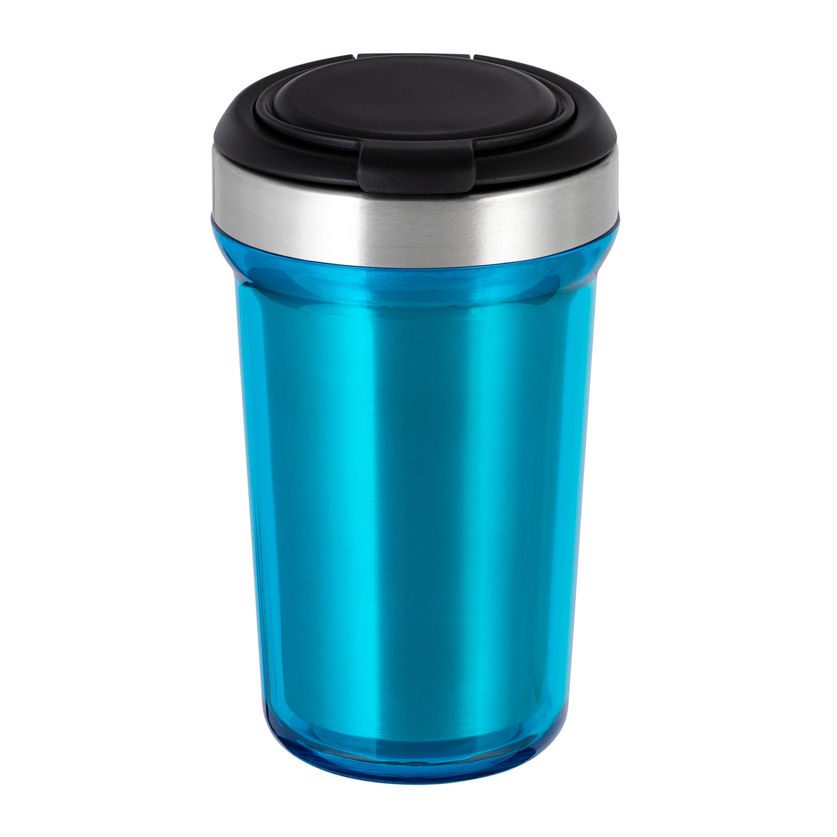 Innenbecher: silber, Deckel: schwarz, Tasse: cyan
