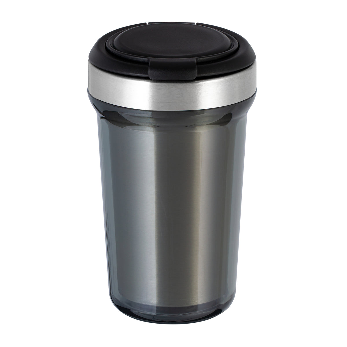 Innenbecher: silber, Deckel: schwarz, Tasse: dunkelgrau
