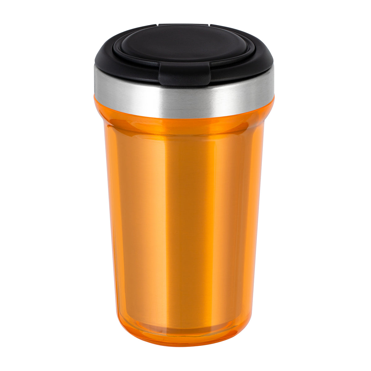 Innenbecher: silber, Deckel: schwarz, Tasse: orange