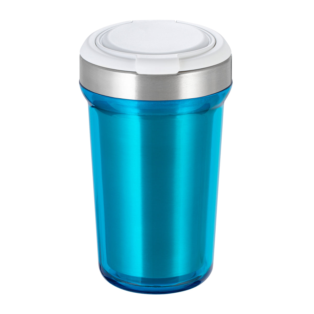Innenbecher: silber, Deckel: weiß, Tasse: cyan