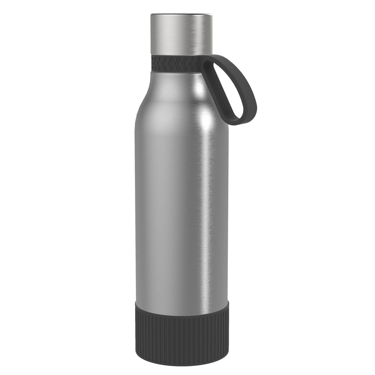 Flasche: silber, Ring: schwarz, Hülle: schwarz