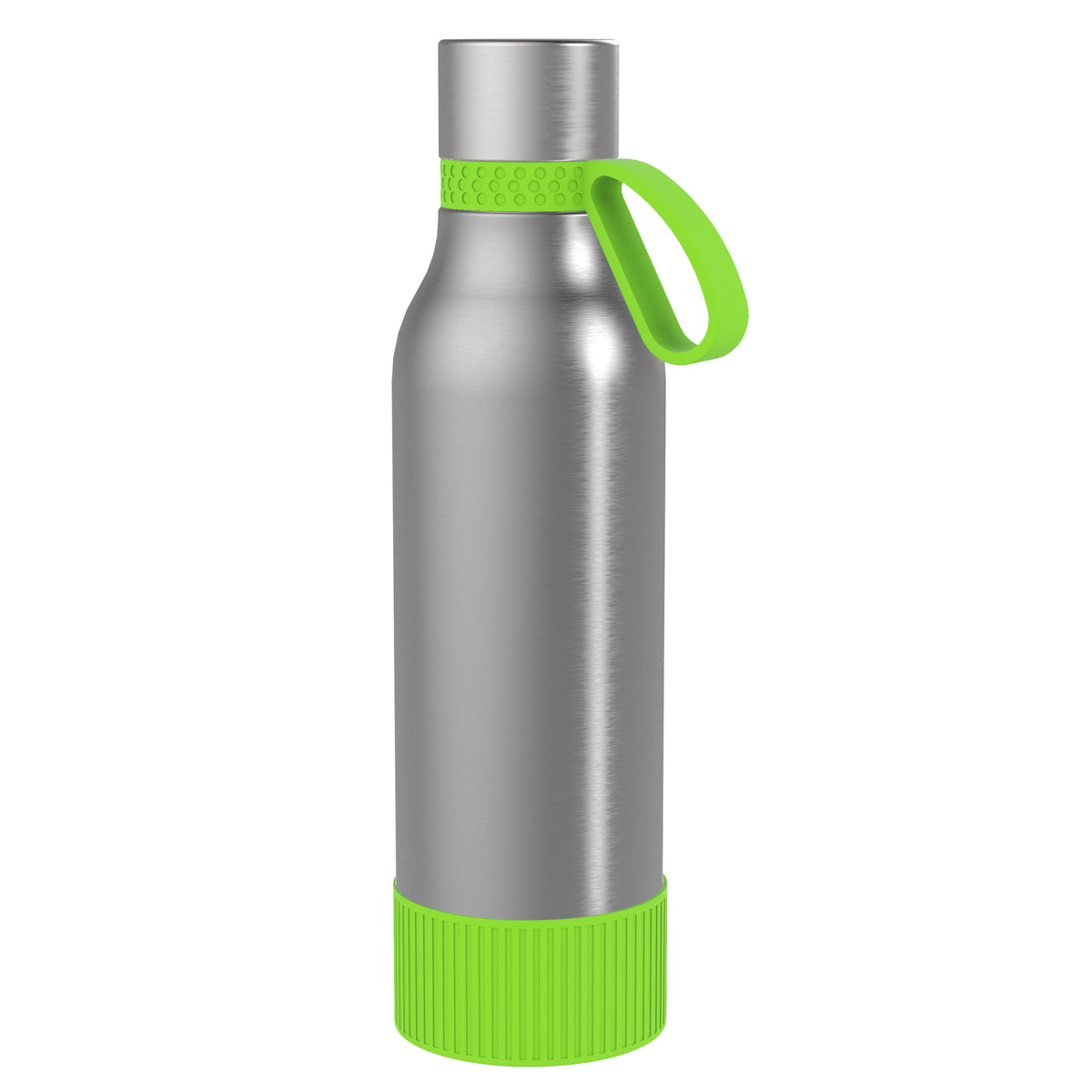 Flasche: silber, Ring: hellgrün, Hülle: hellgrün
