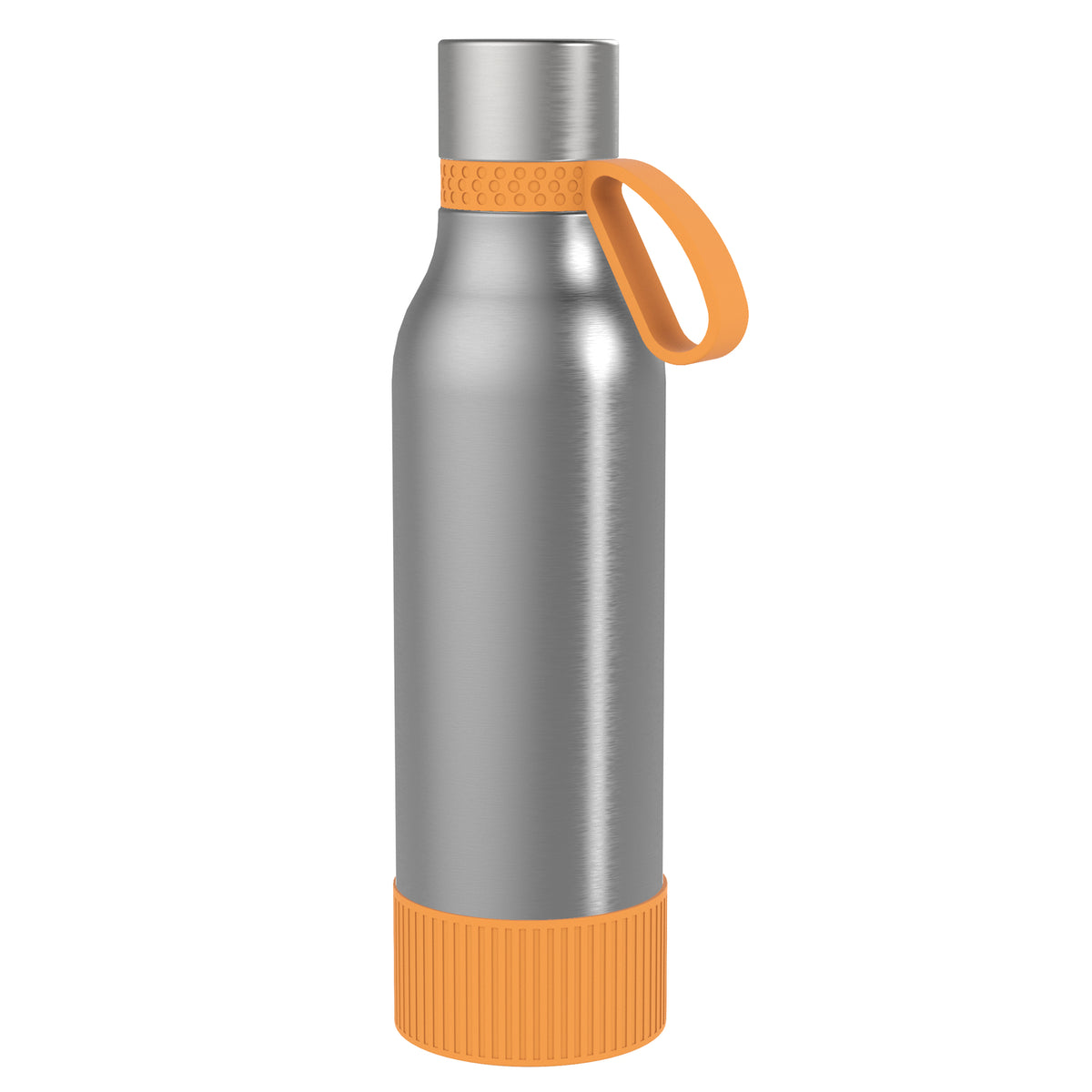 Flasche: silber, Ring: orange, Hülle: orange