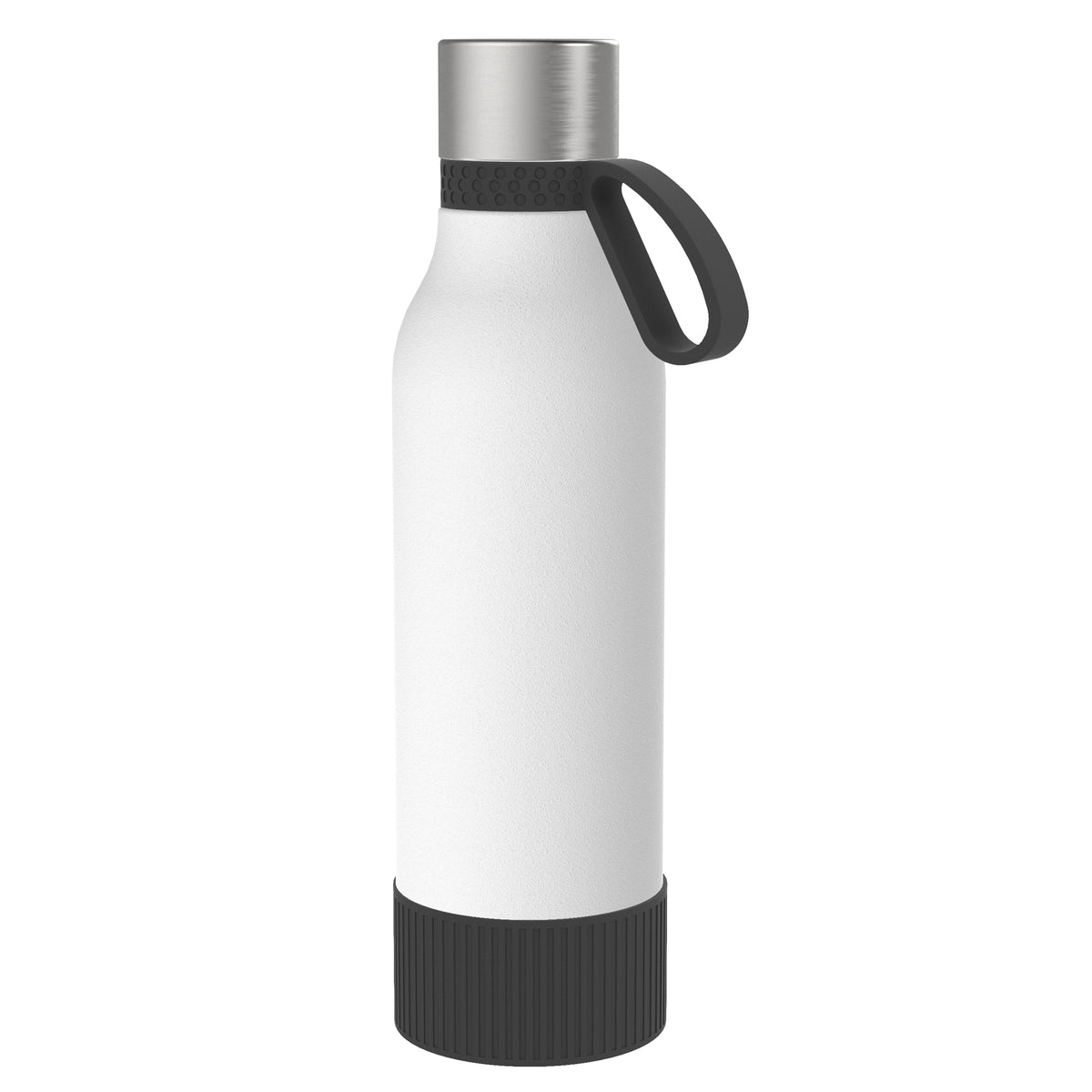 Flasche: weiß, Ring: schwarz, Hülle: schwarz