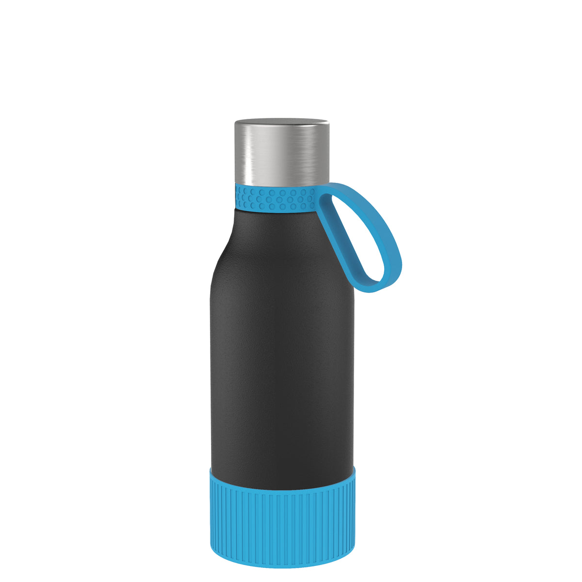 Flasche: schwarz, Ring: cyan, Hülle: cyan