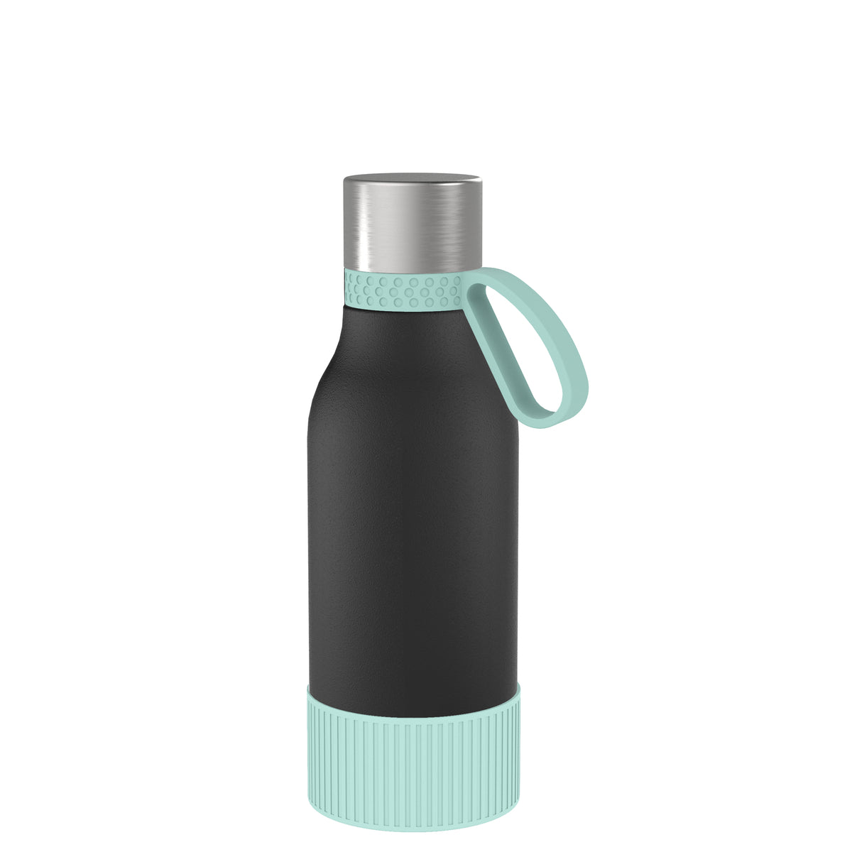 Flasche: schwarz, Ring: mint, Hülle: mint