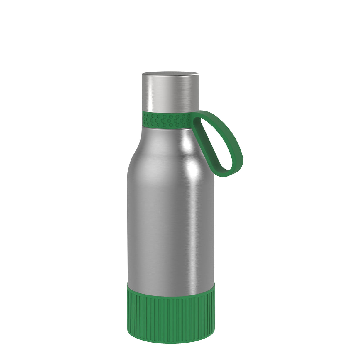 Flasche: silber, Ring: grün, Hülle: grün