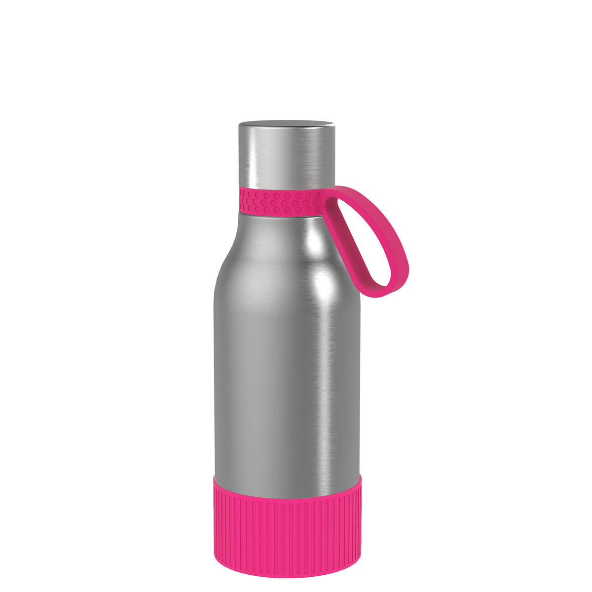 Flasche: silber, Ring: magenta, Hülle: magenta