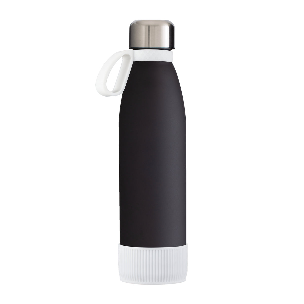 Flasche: schwarz, Ring: weiß, Hülle: weiß